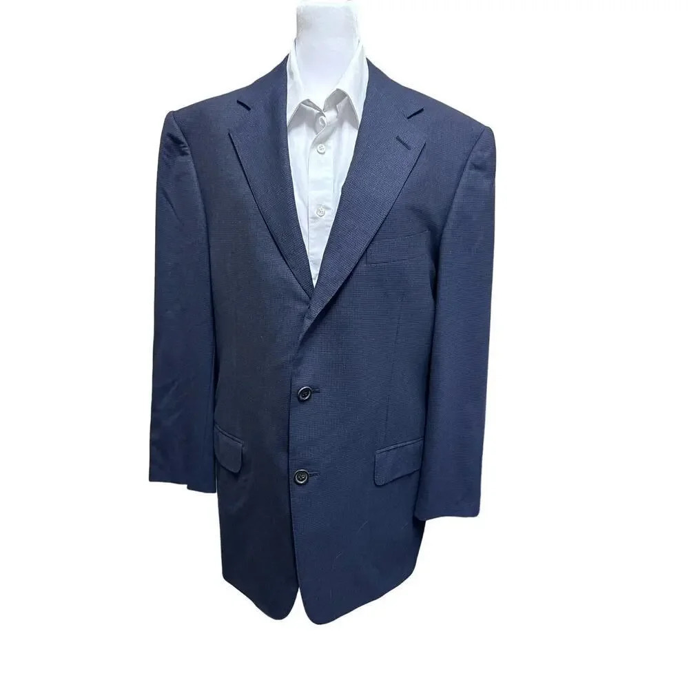 Ermenegildo Zenga 100% Wool Suit Jacket Size 44 Regular Navy Office Business